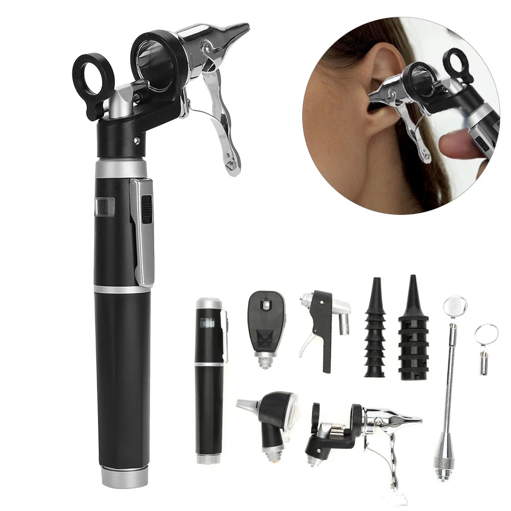 Medical Diagnosis Otoscope Set Ear Care Speculum Magnifying Lens Clinical LED Lamp Oral Nose Laryngoscope Examination Equipment