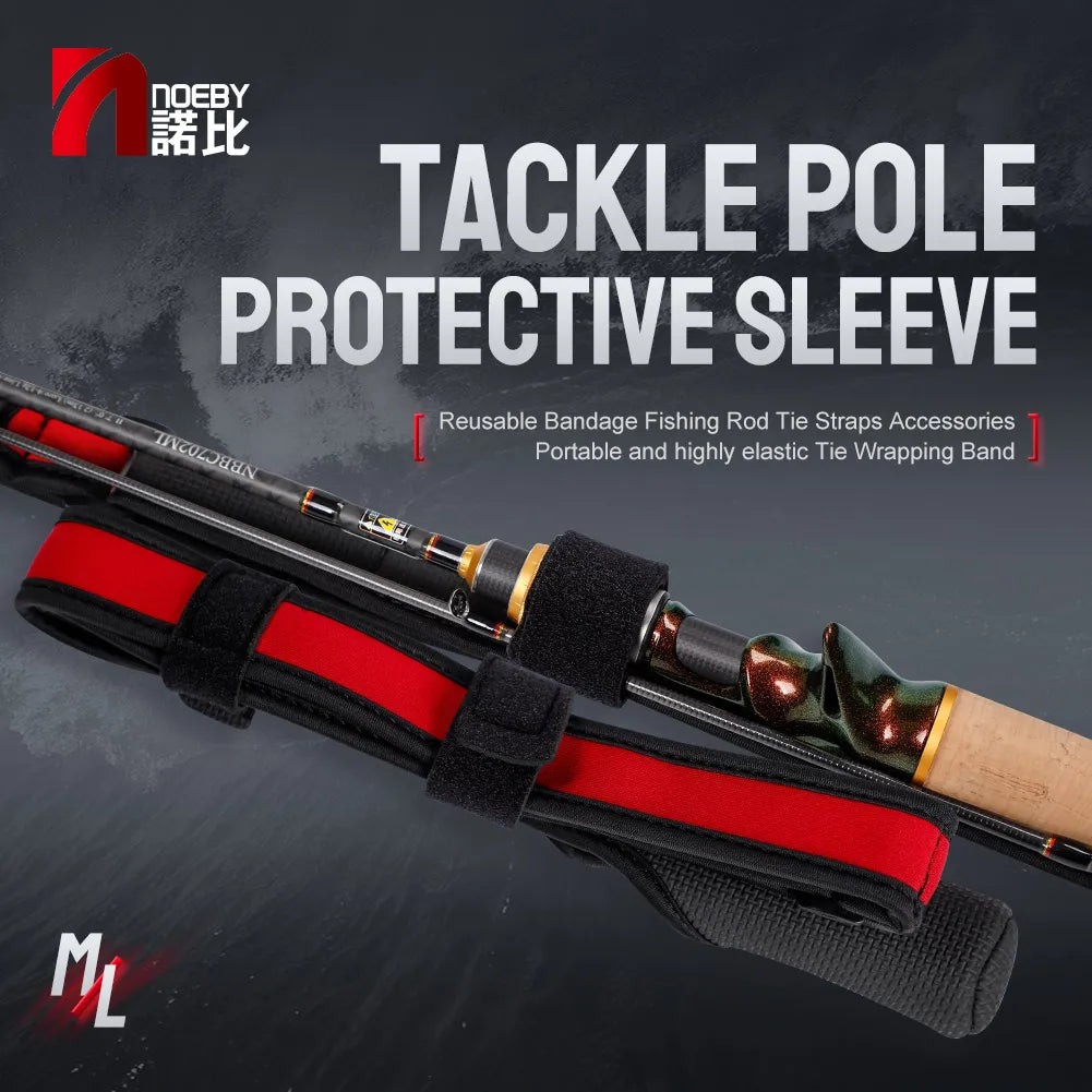 Noeby Fishing Rod Protective Sleeve Spinning Casting Rods Holder Adjustable Length Rope Strap Tackle Pole Storage Fishing Tackle