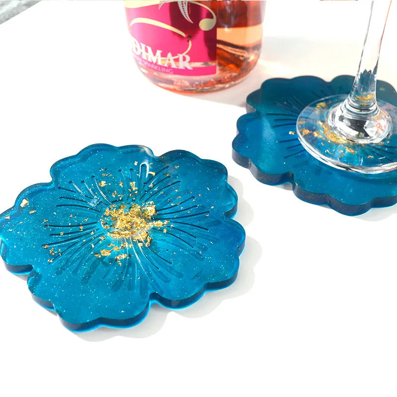 Flower Tea Cup Pad Molds Set DIY Handmade Crystal Big Flower Plate Clay Epoxy uv Resin Mold Silicone Craft Mold Art Home Decorat