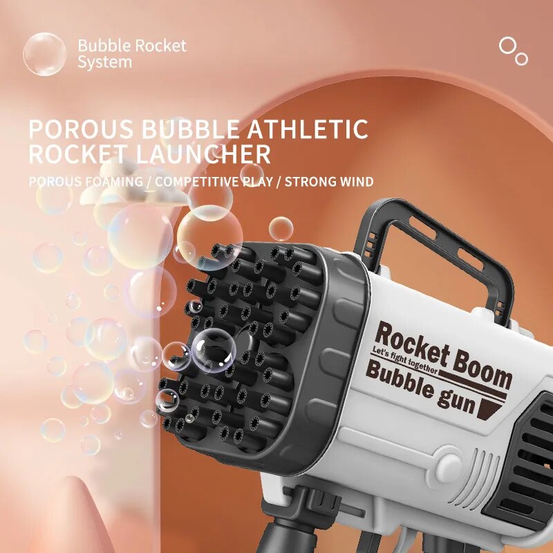 Hot Kids Gatling Bubble Gun Toy 64-Hole Charging Electric Automatic Bubble Machine Summer Outdoor Soap Water Children Toys