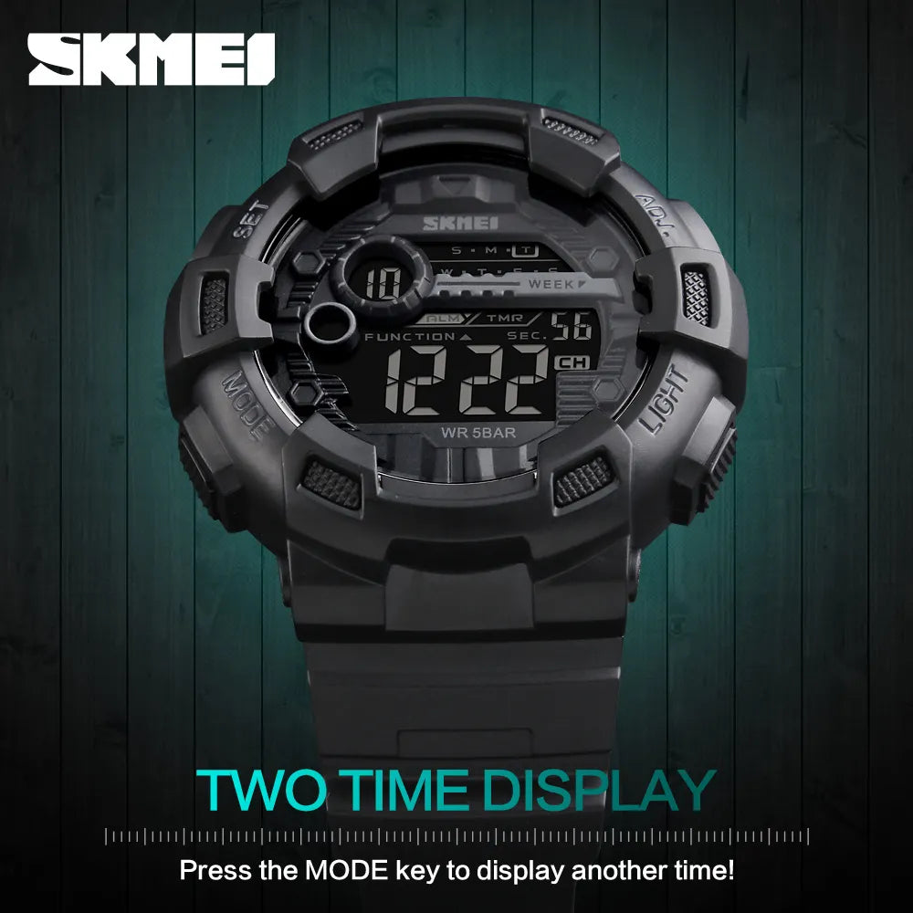 SKMEI Outdoor Sport Watch Men Multifunction 5Bar Waterproof PU Strap LED Display Watches Chrono Digital Watch reloj hombre 1243