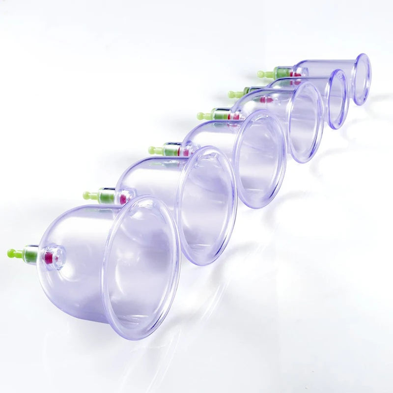 Effective Health Care 12 Cupping Cups Medical Vacuum Cans Suction Therapy Device Back Body Massage anti-cellulite massager Set