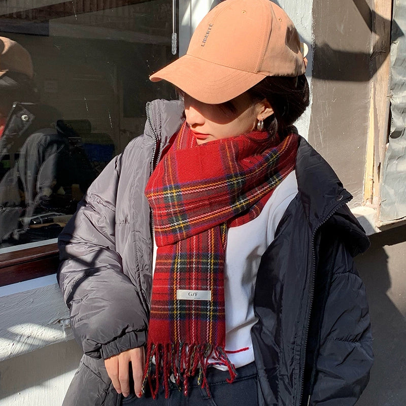 Women's Winter Red Scottish Ins Premium Scarf