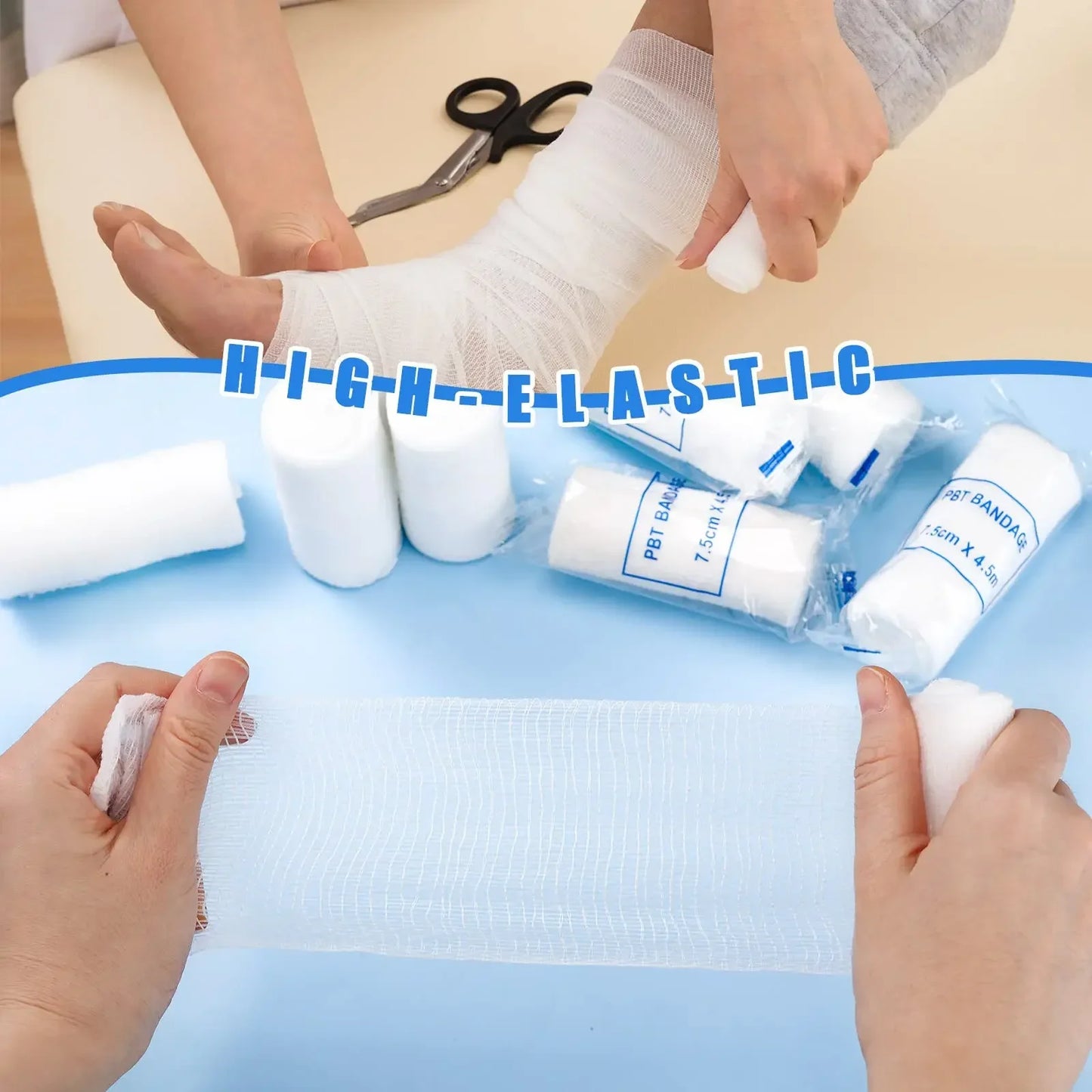 Breathable PBT Elastic Bandage Medical Supplies Conforming First Aid Gauze For Wound Dressing Fixed Binding Emergency Care