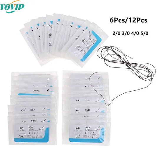 6/12Pcs 2/0 3/0 4/0 5/0 Medical Needle Suture Nylon Monofilament Thread Surgical Practice Kit Teaching Demonstrations Exercises