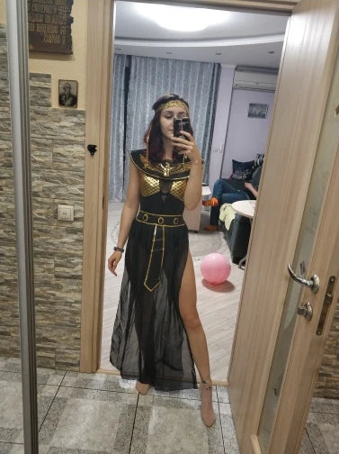 Halloween Ancient Egypt Cleopatra Queen Costumes for Women Adult Egyptian Pharaoh Cosplay Carnival Party Medieval Party Dress