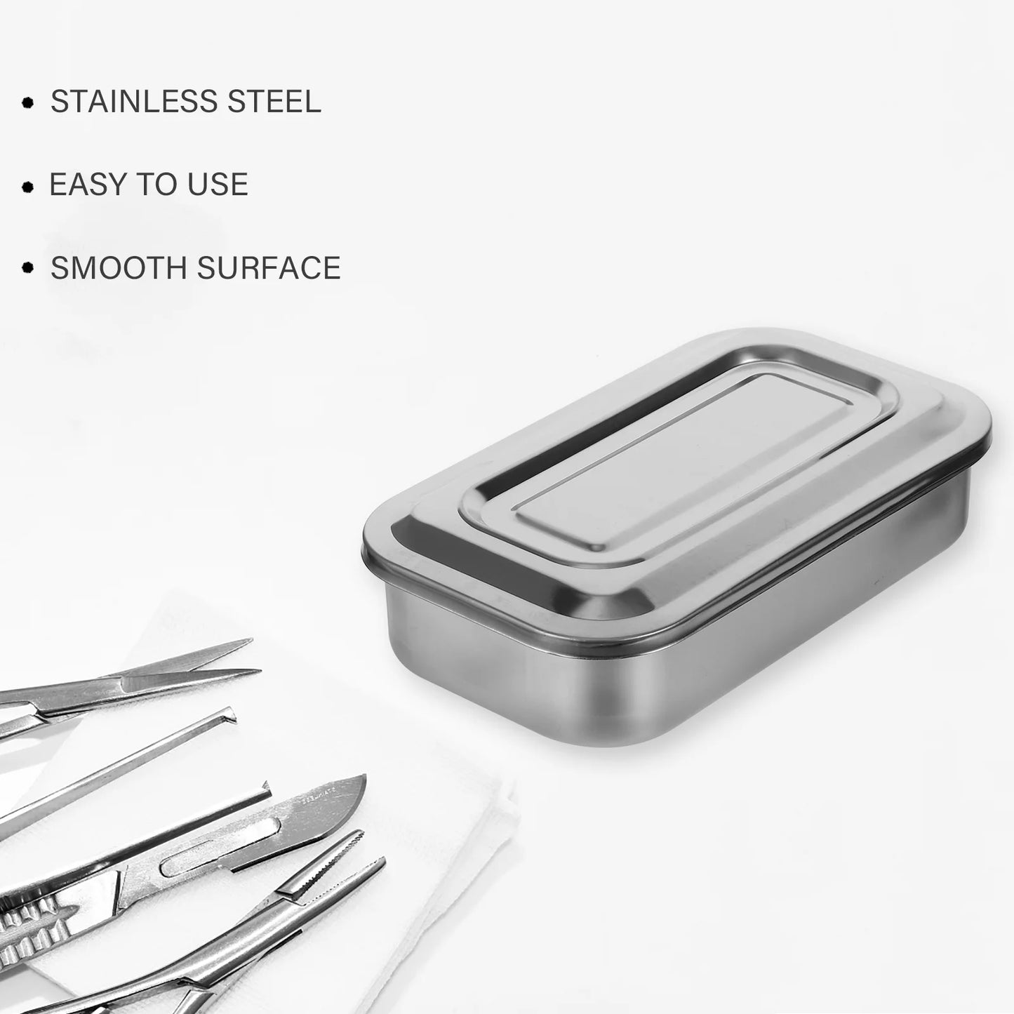 Stainless Steel Disinfection Box Sterilization Tray Dental Tray Surgical Nursing Lid Medical Equipment Steriliser Container