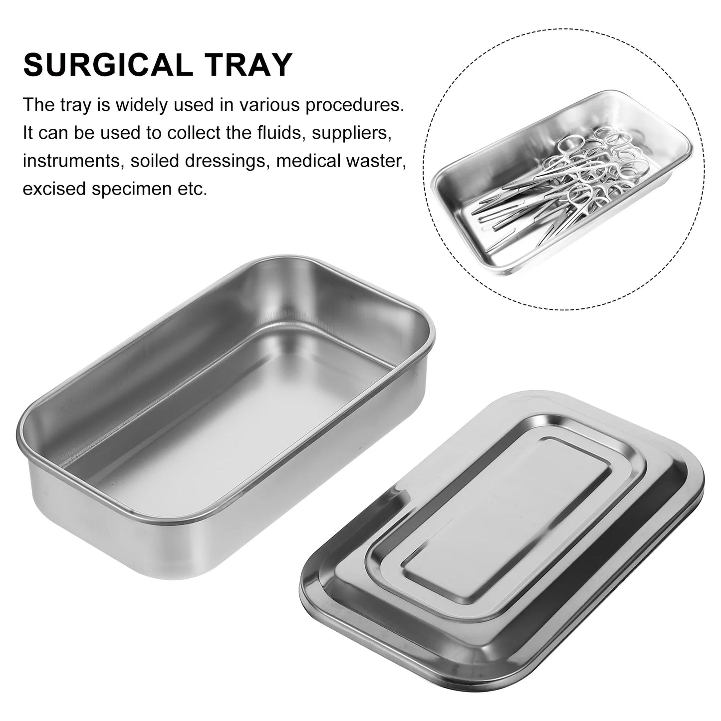 Stainless Steel Disinfection Box Sterilization Tray Dental Tray Surgical Nursing Lid Medical Equipment Steriliser Container