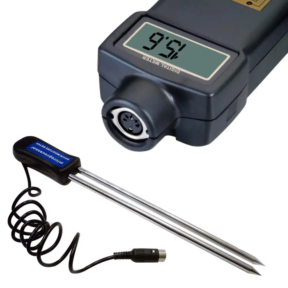 Handheld Digital Grain Temperature 8 ~ 20%  Moisture Meter Tester Rice Corn Wheat + FREE Extra long 2-pin probe