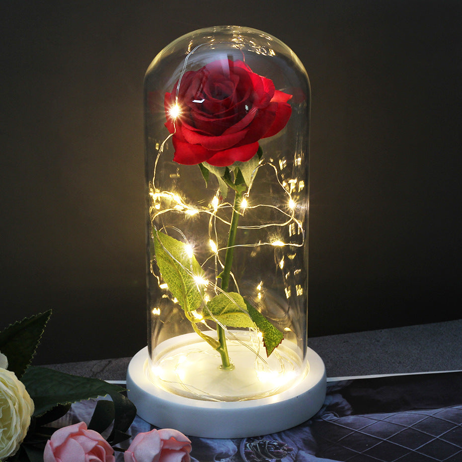 Glass Shade Rose Lamp