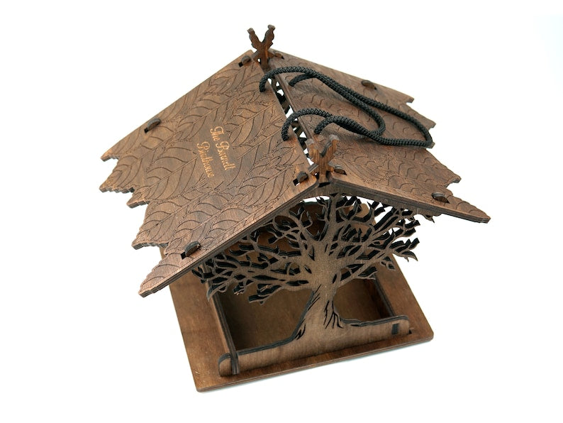 Bird feeders for the outdoors Wooden rustic bird feeder Stand up & hanging birdhouse Hummingbird feeding Handmade pagoda bird house