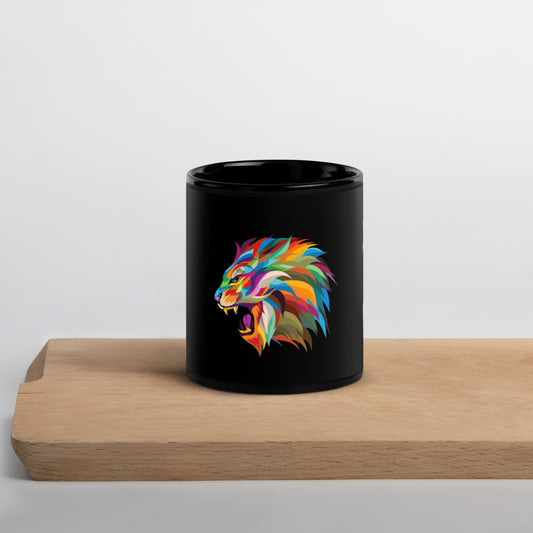 Colorful lion Black Glossy Mug