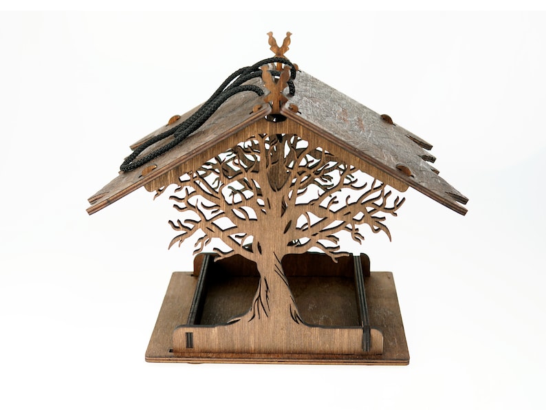 Bird feeders for the outdoors Wooden rustic bird feeder Stand up & hanging birdhouse Hummingbird feeding Handmade pagoda bird house