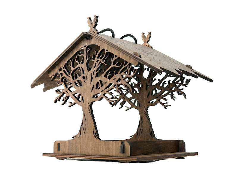 Bird feeders for the outdoors Wooden rustic bird feeder Stand up & hanging birdhouse Hummingbird feeding Handmade pagoda bird house